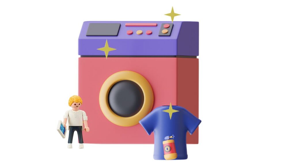 wie reinigt man eine playmobil waschmaschine mit playmobil figur auf der seite