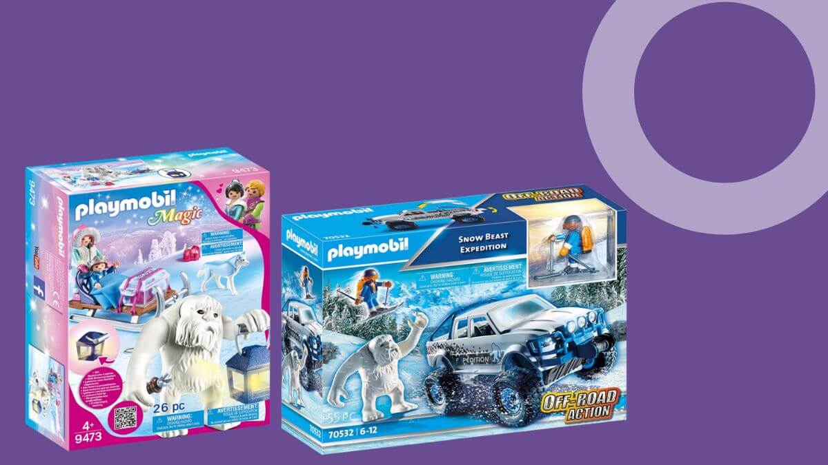 Playmobil Yeti and two toy sets with a box