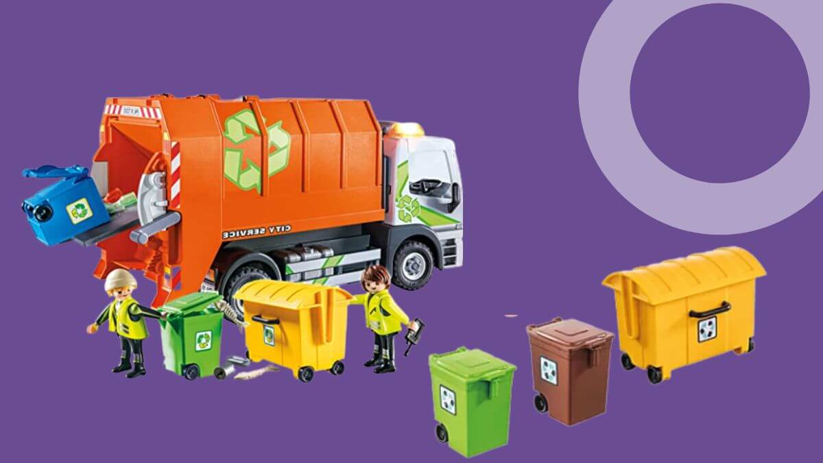 Playmobil trash with playmobil garbage truck toy set