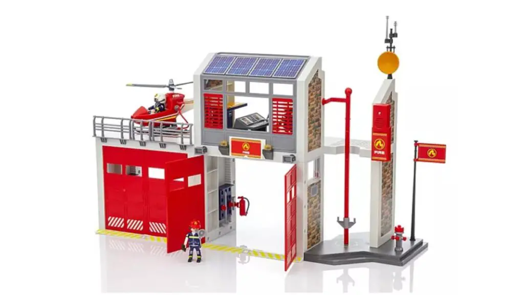 Playmobil Fire Station toy set with helicopter 